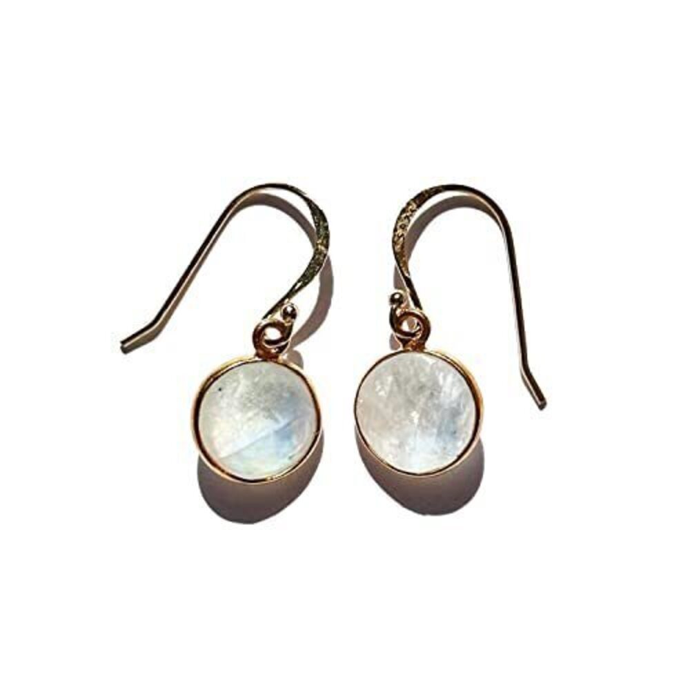 8384 Genuine Moonstone Earrings, Natural Healing Chakra Protector, 18K Gold